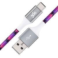 360 Electrical 360654-FS Habitat 4ft Premium Braided Charging Cable with USB-C to USB-A Connectors - Active Collection-Fuschia