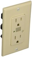 Leviton 7280-T 15-Amp 125-volt Decora Duplex Surge Receptacle Straight Blade Indicator Light and Audible Alarm, Light Almond