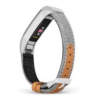 Jobese Compatible with Fitbit Alta/Alta Hr/Fitbit Ace Band, Soft Classic Canvas Fabric Straps with Genuine Leather Bands Men Women