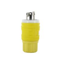 Leviton 24W07 15A-125V/ 10A-250V, Plug, Locking Blade, Industrial Grade, Non-Grounding, Wetguard, Yellow