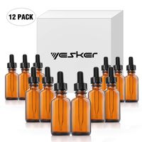 Yesker Amber Glass Bottles for Essential Oils with Glass Eye Dropper 30 ml (1oz) for Essential Oils, Chemistry Lab Chemicals, Colognes & Perfumes (12 Pack)