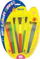 BAZIC Asst. Size Kid's Watercolor Paint Brush Set (15/Pack) (case of 24)(3411-24)