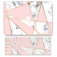 One Micron Case + Keyboard Cover Compatible with MacBook Pro 15 Inch w/Touch Bar Plastic Pattern Hard Shell Compatible MacBook Pro 15 Inch 2018 2017 2016 (Model:A1707)-Pink+White Marble