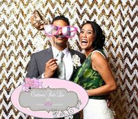 TRLYC Lovely Gold Chevron Sequin Wedding Backdrop Photography Backdrop -7FT x 7.5FT