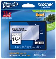 Genuine Brother 1-1/2" (36mm) Black on Clear TZe P-touch Tape for Brother PT-9200DX, PT9200DX Label Maker