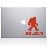 The Decal Guru 1904-MAC-11A-P I Believe Bigfoot Decal Vinyl Sticker, 11" MacBook Air, Orange