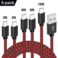 USB C Cable Braided [5-Pack,3/3/6/6/10 ft],VOTY Fast Charging Type C Charger Charge Cord for Samsung Galaxy S10e S10 S9 S8 Plus S10+ S9+ S8+ Note 8 / Note 9,LG G7 G6 G5 V30 V20 Moto G6 Z Z2 Pixel 2 XL