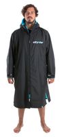 Dryrobe Advance Long Sleeve Change Robe - Stay Warm and Dry - Windproof Waterproof Oversized Swim Parka - Swimming/Surfing/OCR Events (Large - Black/Blue)