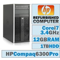 HP Compaq Pro 6300 MT/Core i7-3770 @ 3.4 GHz/12GB DDR3/1TB HDD/DVD-RW/WINDOWS 10 PRO 64 BIT