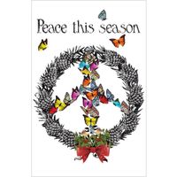 Tree-Free Greetings Christmas Cards and Envelopes, Holiday Card Set, 5 x 7 Inch Cards, Holiday Box Set of 10, Peace Wreath, (HB93537)