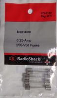 RadioShack Slow-Blow 6.25-Amp 250-Volt Fuses Pack Of 4, 270-0130 -2