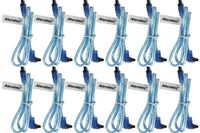 Aleratec SATA 3 Cable Male Right Angle to Straight w/Clip 20in 12-Pk Clear Blue