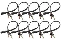 Headphone Splitter for Computer, Yeeco 10 Pack 3.5mm Female to 2 Dual 3.5mm Male Headphone Mic Audio Y Splitter Cable Smartphone Headset to PC Adapter - 0.7ft