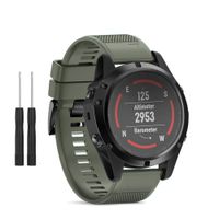 HSWAI Compatible BandsReplacement for Garmin Fenix 5X/Fenix 5X Plus/Fenix 3/Fenix 3 HR，26mm Width Soft Silicone Watch Strap with Black Metal Buckle for Women & Men(Army Green)