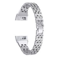 TOYOUTHS Compatible with Fitbit Charge 3 Bands Women Rose Gold Replacement Metal Bling Diamond Rhinestone Jewelry Strap Wristband for Fitbit Charge 3 Fitness Tracker, Silver