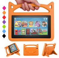 2019 New 7 Inch Case Kids - SHERBORN Kids Shockproof Foam [Kids Friendly] Case with Stand Cat Ear Handle Kids Cover for 7 Tablet (Compatible with 9th/7th/5th Generation, 2019/2017/2015 Release)-Orange