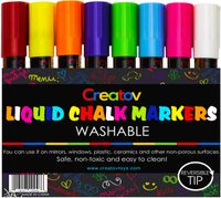 Liquid Chalk Markers Chalkboard Pens - 8 Pack Window Marker Chalk Pens for Blackboards Erasable Chalk Blackboard Pen Chalkboards Washable Wet Dry Erase Glass Markers Non Toxic Safe & Easy to Use