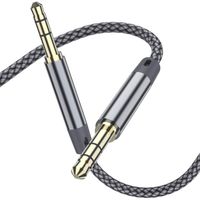 AUX Cable, [4Ft / 2 Pack- Copper Shell, Hi-Fi Sound] 3.5mm Auxiliary Audio Cable Nylon Braided Aux Cord Compatible Car/Home Stereos,Speaker,iPhone iPod iPad,Headphones,Sony,Echo Dot,Beats ect (Grey)