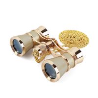 Opera Glasses Binoculars 3X25 Theater Glasses Mini Binocular Compact Lightweight with Handle for Adults Kids Women in Musical Concert (Gold with Chain)