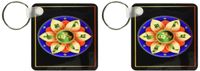 3dRose Picture Of Om Mam Padme Hum Budda Words - Key Chains, 2.25 x 4.5 inches, set of 2 (kc_109392_1)