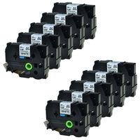GREENCYCLE Replacement Strong Label Tape Compatible for Brother Tz-S251 TzeS251 Tze-S251 Black on White 24mm Label Maker (10pack, TZE-S251)