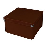 Pop n' Store Decorative Storage Box with Lid, Collapsible and Stackable, Medium Square Box, Interior Size (9.75"x9.75"x5.75"), Brown