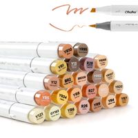 24 Skin-Tone Colors Alcohol Markers, Ohuhu Brush & Chisel, Sketch Art Marker, Alcohol-based Brush Markers for Kids and Adults' Coloring, Illustration, Mid-tone Skin Tone and Hair Shades Marker Set