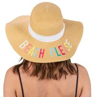 H-2017-BPM Embroidered Sun Hat - Beach Please (Multi)