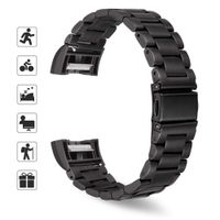 TOMALL Metal Bands Compatible for Fitbit Charge 2,Stainless Steel Metal Replacement Wristband for Women Men (Small-Large, Black)