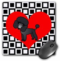 3dRose LLC 8 x 8 x 0.25 Inches Mouse Pad, I Love Dogs Black Poodle (mp_31193_1)