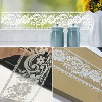 SimpleLife4U White Lace Transparent Removable Wallpaper Border Shop Display Window Sticker Bathroom Mirror Decor Rustic Floral