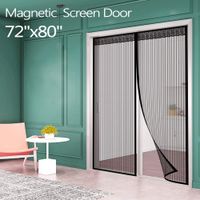 Magnetic Screen Door for French Door (72"W80"L) IKSTAR Sliding Screen Door with Full Frame Magic Tape Instant Double Mesh for Front Door Bug Out Kids/Pets Walk Through Fit Door Up to 70"x79" Max