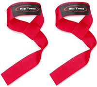 Rip Toned Lifting Wrist Straps (Pair) - Cotton - Neoprene Padded - for Weightlifting, Bodybuilding, Xfit, Strength Training, Powerlifting, MMA (Solid Red)