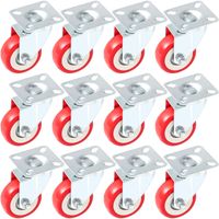 12 Pack 2-inch Caster Wheels Swivel Plate Casters On Red Polyurethane Wheels