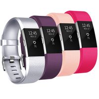 Tobfit Sport Bands Compatible for Fitbit Charge 2 Classic Edition, 4 Pack, Silver, Pink, Rose, Purple, Small