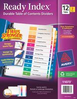Avery 12-Tab Dividers for 3 Ring Binders, Customizable Table of Contents, Multicolor Tabs, 3 Sets (11073)