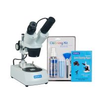OMAX 20x-40x Binocular Stereo Microscope with Dual Lights and USB Camera and Cleaning Pack