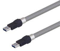 L-COM U3A00001-1M USB Cable, Metal Armored, USB Type A Plug, USB Type A Plug, 1 m, 3.3 ft, USB 3.0, Metallic