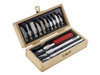 X-ACTO Basic Knife Set | Set Contains 3 Precision Knives, 10 Precision Knife Blades, Wooden Chest for Storage (14 Count)