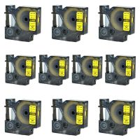 SuperInk 10PK Replacement Industrial Rhino Heat Shrink Tubes Compatible for Dymo 18054 Black on Yellow Cable Label Tape (9mmx1.5m,3/8''x5ft) use in DYMO Rhino 1000 3000 4200 5000 5200 6000 Label Maker