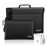 KeeQii Fireproof Bag,17 x 12 x 5 inch Large Fireproof Document Bags, Waterproof and Fireproof Lock Box Safe Bag for Document, Laptop,Money and Valuables with Zipper Closure