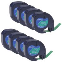 GREENCYCLE Compatible for DYMO 91334 S0721640 Refills Plastic Labeling Tape 1/2'' W x 13' L (12mm x 4m) use in LetraTag Plus LT-100H LT-100T QX 50 XR XM 2000 Label Makers (Black on Green, 8 Pack)