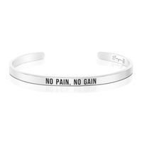 Joycuff Gym Bracelets for Women Inspiration Jewelry for Her Stainless Steel Mantra Cuff Bangles No Pain no gain