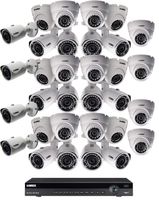 Lorex Super HD IP Indoor/Outdoor Home Security System, 4K NR900X NVR, 2K 5MP E581CB Bullet and E581CD Dome White Camera, 130ft Color Night Vision- 16 Bullet and 16 Dome Camera w/ 32 Ch 6TB NVR