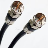 PHAT SATELLITE RG-6 (Series 6) Tri-Shield Coaxial Cable, Nickel Plated Brass Fittings, 18 AWG 75 Ohms, UL ETL Rated, Broadband Internet Ham Radio OTA HD Antenna Coax, Made in USA (3 Pack, 10ft, Black)