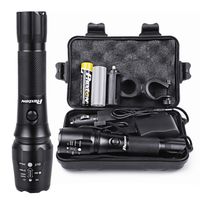 Rechargeable Tactical Flashlight High Lumens LED 18650 5000mAh Battery Charger USB Cable Gift Box Included L2 Waterproof Big Torch Portable Adjustable Aluminum Flash Light For Emergency Camping Hiking