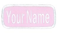 Name patch Uniform or work shirt personalized Identification tape Embroidered Sew On, Hook Fastener or Iron on, Pink/White Arial, Hook Fastener