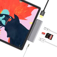 MAKETECH USB C Adapter Dongle for iPad Pro 2018, MacBook Pro, 6-in-1 Multi-Function Type C Hub with 60W USB-C PD Charging