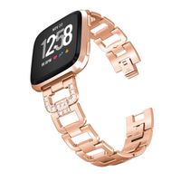 SWEES Bling Band Compatible with Versa,Versa 2 for Women Small, Dressy Designs Elegant Stainless Steel Metal Links Accessories Bracelet with Rhinestones Diamond, Rose Gold, Silver