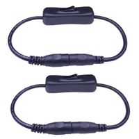 TronicsPros 2pcs LED Strip Light Inline On/Off Switch Cable DC Jack (5.5x2.1mm) Male to Female Connector, DC Jack Switch, LED Tape Light Connector, 12V Inline Rocker Switch DC Power Adapter Connector